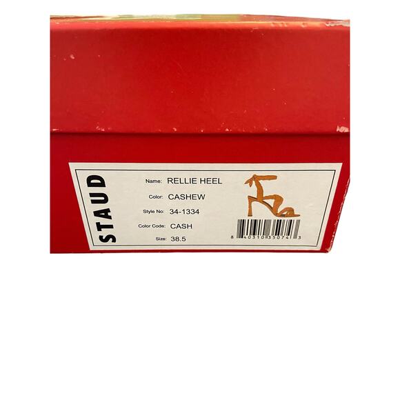 Staud Rellie Heel Sandal Wrap Ankle Strap Suede Leather Open Toe Cashew 8.5/38.5 - Picture 14 of 14
